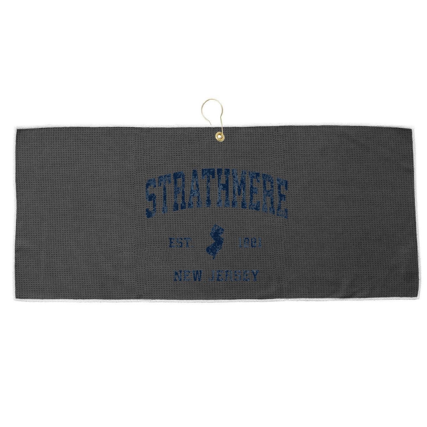 Strathmere New Jersey Nj Vintage Athletic Sports Large Microfiber Waffle Golf Towel