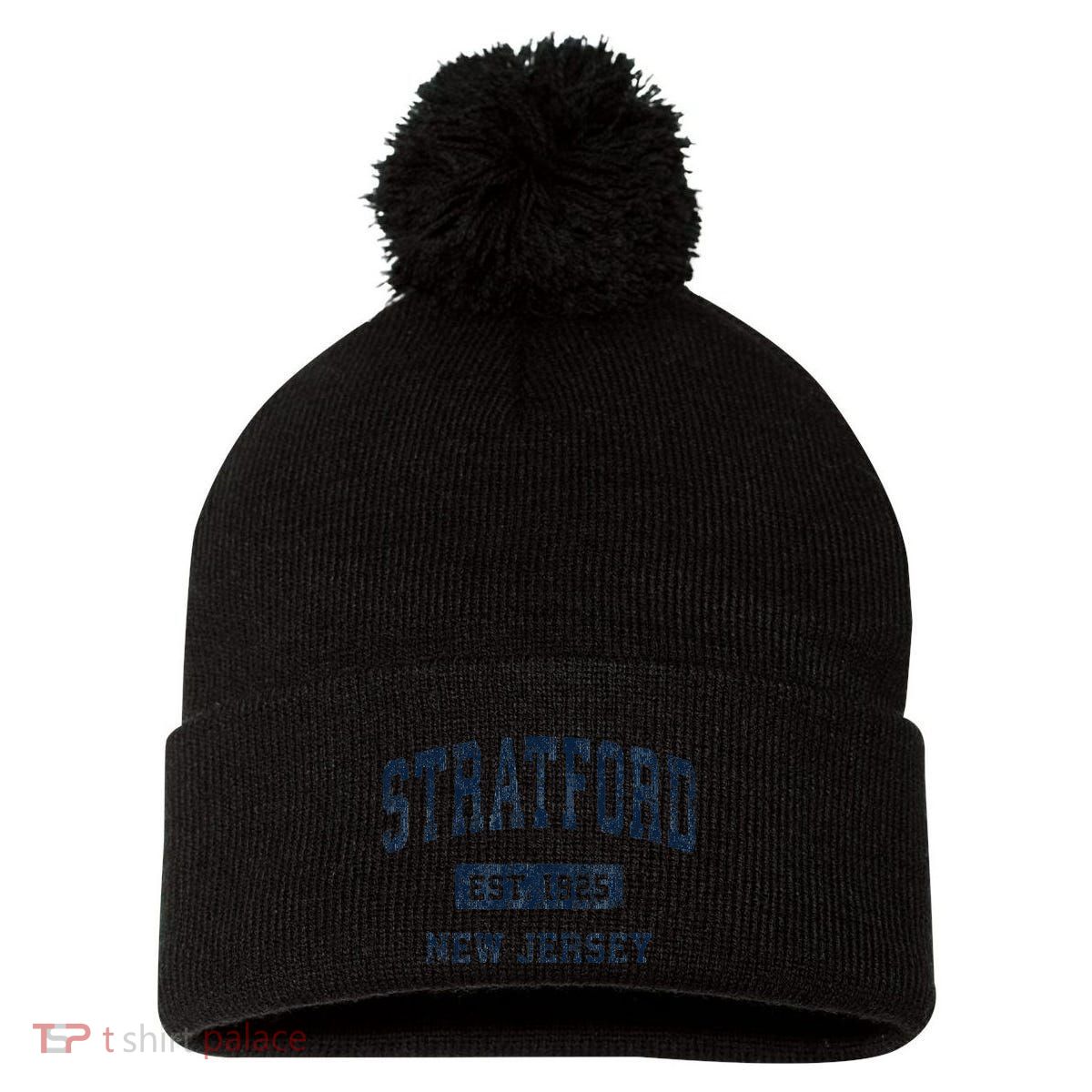 Stratford New Jersey Nj Vintage Athletic Sports Pom Pom 12in Knit Beanie