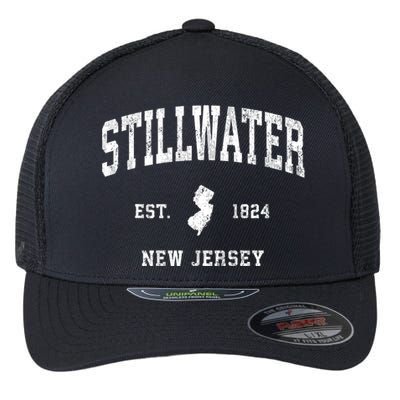 Stillwater New Jersey Nj Vintage Established Athletic Sports Design Flexfit Unipanel Trucker Cap