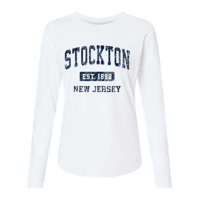 Stockton New Jersey Nj Vintage Athletic Sports Design Womens Cotton Relaxed Long Sleeve T-Shirt