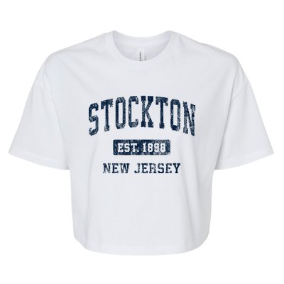 Stockton New Jersey Nj Vintage Athletic Sports Design Bella+Canvas Jersey Crop Tee