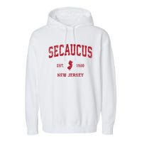 Secaucus New Jersey Nj Vintage Sports Garment-Dyed Fleece Hoodie