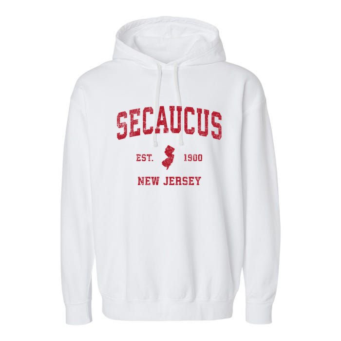 Secaucus New Jersey Nj Vintage Sports Garment-Dyed Fleece Hoodie