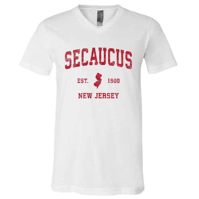 Secaucus New Jersey Nj Vintage Sports V-Neck T-Shirt