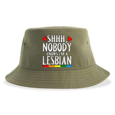 Shhh Nobody Knows I'm A Lesbian LGBT Pride Month Bisexual Sustainable Bucket Hat