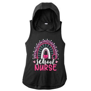 School Nurse Leopard Print Boho Rainbow Nurses Week Cute Gift Ladies PosiCharge Tri-Blend Wicking Draft Hoodie Tank