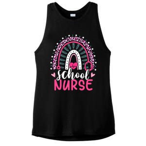 School Nurse Leopard Print Boho Rainbow Nurses Week Cute Gift Ladies PosiCharge Tri-Blend Wicking Tank