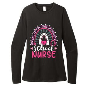 School Nurse Leopard Print Boho Rainbow Nurses Week Cute Gift Womens CVC Long Sleeve Shirt