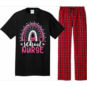 School Nurse Leopard Print Boho Rainbow Nurses Week Cute Gift Pajama Set