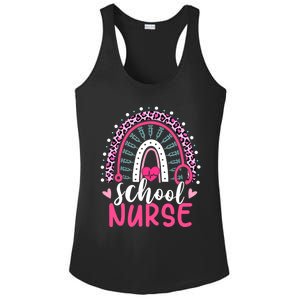 School Nurse Leopard Print Boho Rainbow Nurses Week Cute Gift Ladies PosiCharge Competitor Racerback Tank