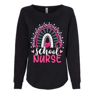 School Nurse Leopard Print Boho Rainbow Nurses Week Cute Gift Womens California Wash Sweatshirt