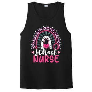 School Nurse Leopard Print Boho Rainbow Nurses Week Cute Gift PosiCharge Competitor Tank