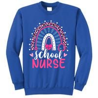 School Nurse Leopard Print Boho Rainbow Nurses Week Cute Gift Sweatshirt