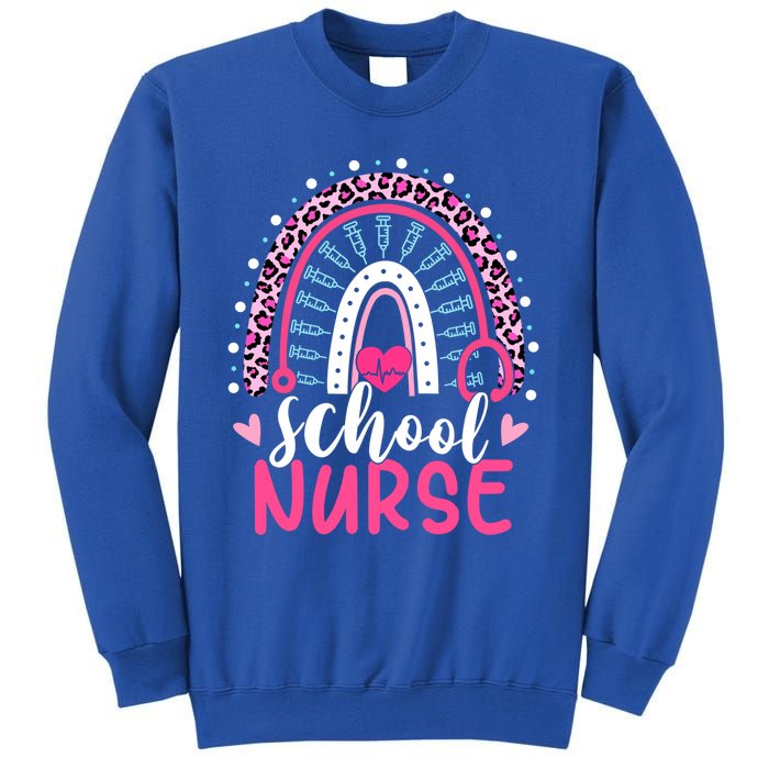 School Nurse Leopard Print Boho Rainbow Nurses Week Cute Gift Sweatshirt