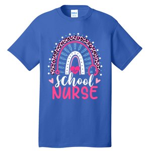 School Nurse Leopard Print Boho Rainbow Nurses Week Cute Gift Tall T-Shirt