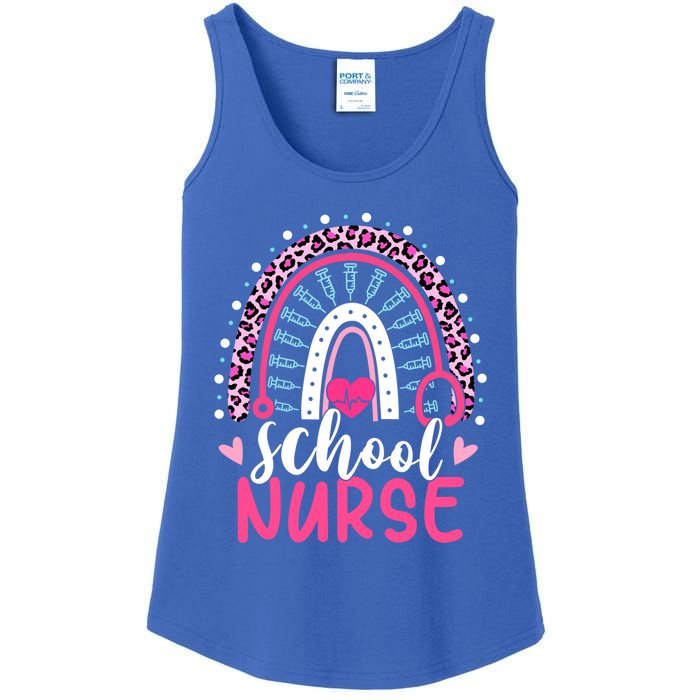 School Nurse Leopard Print Boho Rainbow Nurses Week Cute Gift Ladies Essential Tank