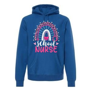 School Nurse Leopard Print Boho Rainbow Nurses Week Cute Gift Premium Hoodie