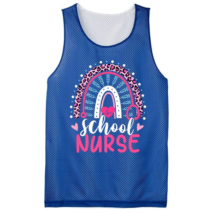 School Nurse Leopard Print Boho Rainbow Nurses Week Cute Gift Mesh Reversible Basketball Jersey Tank