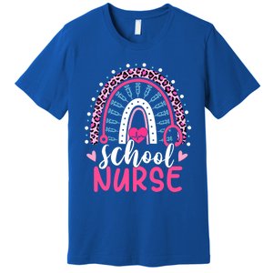 School Nurse Leopard Print Boho Rainbow Nurses Week Cute Gift Premium T-Shirt