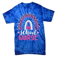 School Nurse Leopard Print Boho Rainbow Nurses Week Cute Gift Tie-Dye T-Shirt