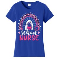 School Nurse Leopard Print Boho Rainbow Nurses Week Cute Gift Women's T-Shirt