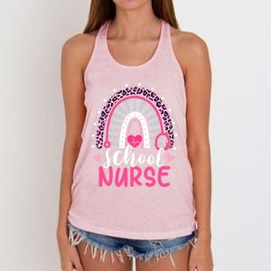 School Nurse Leopard Print Boho Rainbow Nurses Week Cute Gift Women's Knotted Racerback Tank