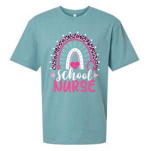 School Nurse Leopard Print Boho Rainbow Nurses Week Cute Gift Sueded Cloud Jersey T-Shirt