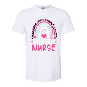 School Nurse Leopard Print Boho Rainbow Nurses Week Cute Gift Softstyle CVC T-Shirt