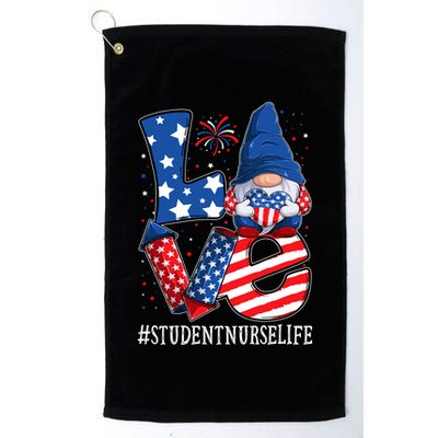 Student Nurse Love 4th Of July Gnome Usa Patriotic Cute Gift Golf Towel