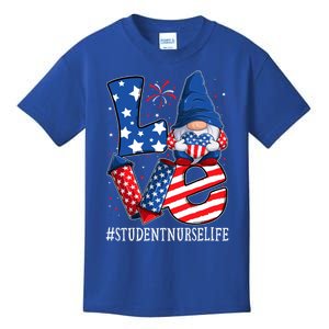 Student Nurse Love 4th Of July Gnome Usa Patriotic Cute Gift Kids T-Shirt