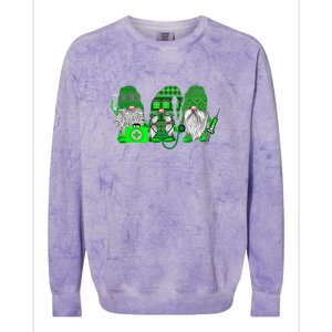 Stethoscope Nurse Life Irish Gnomes Nurse St. Patricks Day Colorblast Crewneck Sweatshirt