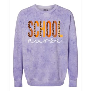 School Nurse Leopard Squad Cute Fall Autumn Thanksgiving Gift Colorblast Crewneck Sweatshirt