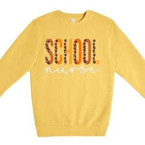 School Nurse Leopard Squad Cute Fall Autumn Thanksgiving Gift Premium Crewneck Sweatshirt