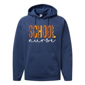 School Nurse Leopard Squad Cute Fall Autumn Thanksgiving Gift Performance Fleece Hoodie