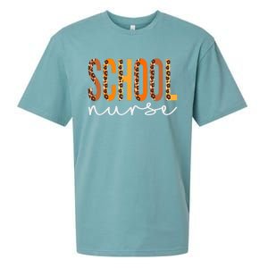 School Nurse Leopard Squad Cute Fall Autumn Thanksgiving Gift Sueded Cloud Jersey T-Shirt