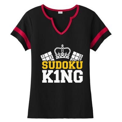 Sudoku Number Logic Puzzle vintage King Puzzler Ladies Halftime Notch Neck Tee