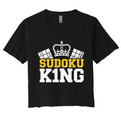 Sudoku Number Logic Puzzle vintage King Puzzler Women's Crop Top Tee