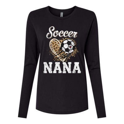 Soccer Nana Leopard Heart Proud Nana Sport Lover Funny Womens Cotton Relaxed Long Sleeve T-Shirt