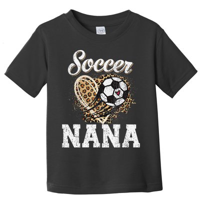 Soccer Nana Leopard Heart Proud Nana Sport Lover Funny Toddler T-Shirt