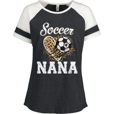 Soccer Nana Leopard Heart Proud Nana Sport Lover Funny Enza Ladies Jersey Colorblock Tee