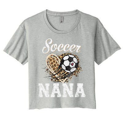 Soccer Nana Leopard Heart Proud Nana Sport Lover Funny Women's Crop Top Tee