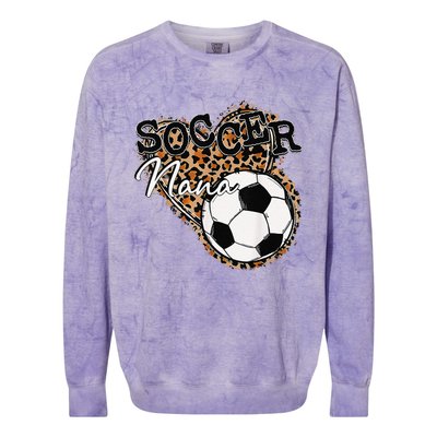 Soccer Nana Leopard Mother's Day Colorblast Crewneck Sweatshirt