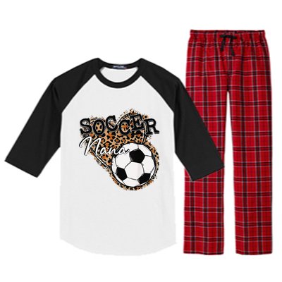 Soccer Nana Leopard Mother's Day Raglan Sleeve Pajama Set