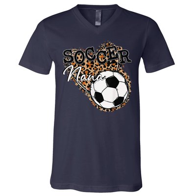 Soccer Nana Leopard Mother's Day V-Neck T-Shirt