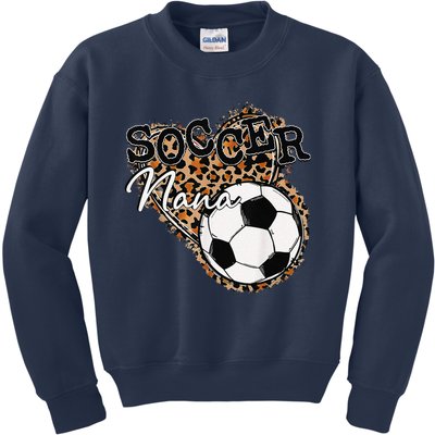 Soccer Nana Leopard Mother's Day Kids Sweatshirt