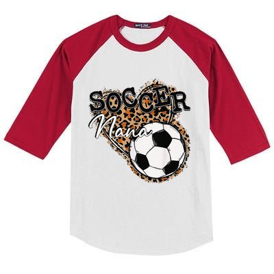 Soccer Nana Leopard Mother's Day Kids Colorblock Raglan Jersey