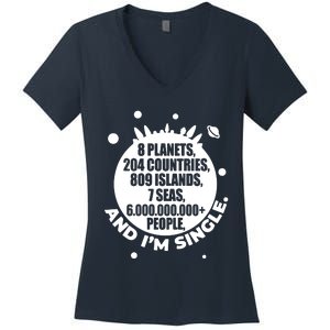 Slogan Novelty Ladies Humour 6+ Billion People Women's V-Neck T-Shirt