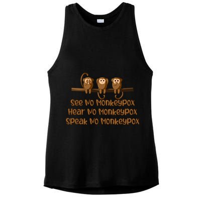 See NO Monkeypox, Hear NO Monkeypox, Speak NO Monkeypox Ladies PosiCharge Tri-Blend Wicking Tank