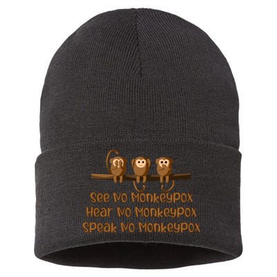 See NO Monkeypox, Hear NO Monkeypox, Speak NO Monkeypox Sustainable Knit Beanie