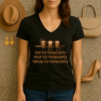 See NO Monkeypox, Hear NO Monkeypox, Speak NO Monkeypox Women's V-Neck T-Shirt